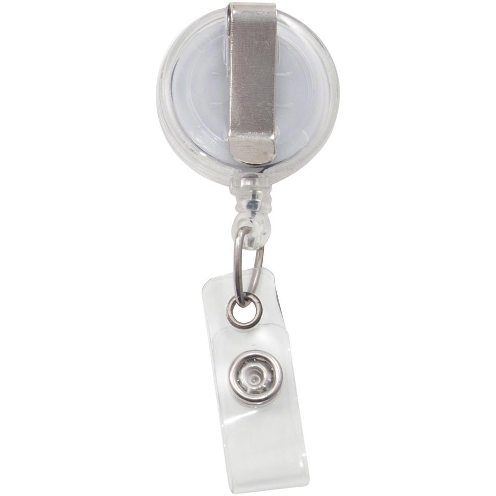 Advantus Translucent Retractable ID Card Reel with Snaps - Plastic, Nylon - Translucent - 12 / Pack. Picture 2
