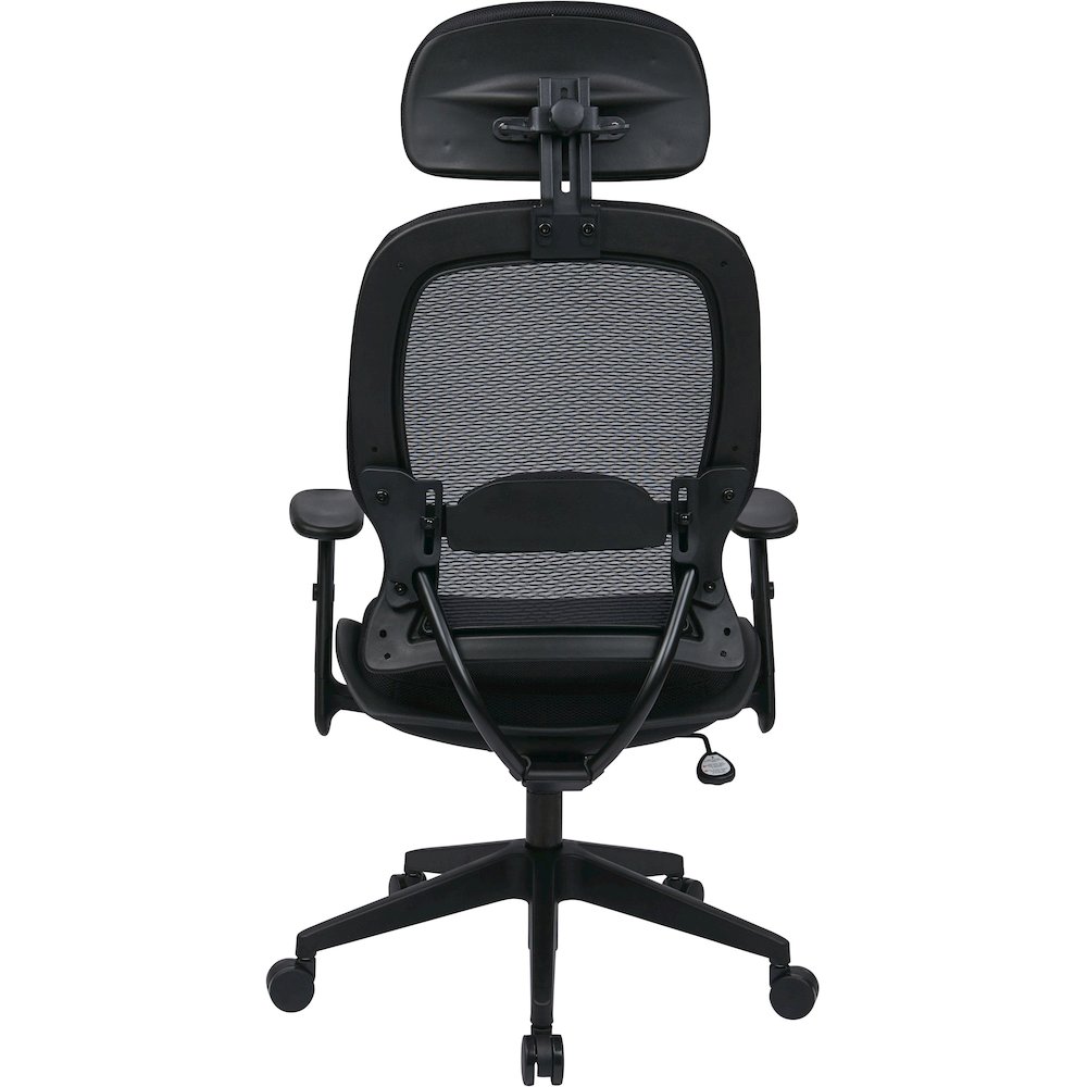 Office Star Professional Air Grid Chair with Adjustable Headrest - Mesh Seat Material - 5-star Base - Black - 1 Each. Picture 9