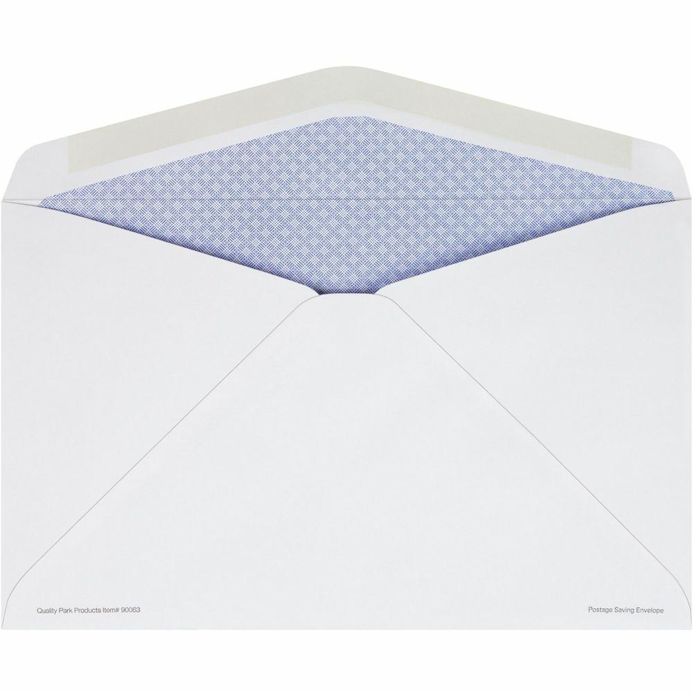 Quality Park Postage Saver Security Tint Window Envelopes - Booklet - #10 1/2 - 6" Width x 9 1/2" Length - 28 lb - Adhesive - Paper - 500 / Box - White. Picture 4