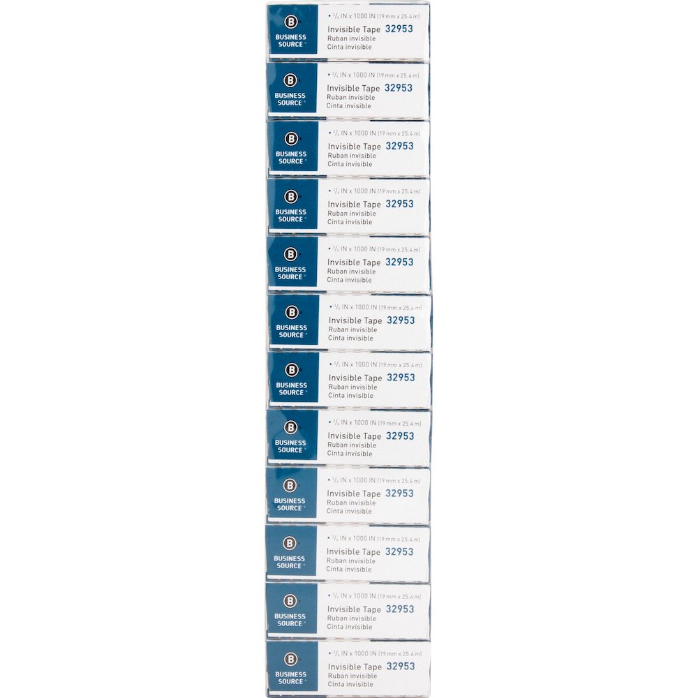 Business Source Premium Invisible Tape Value Pack - 27.78 yd Length x 0.75" Width - 1" Core - Clear - For Multipurpose, Splicing, Mending, Holding - 12 / Pack. Picture 10