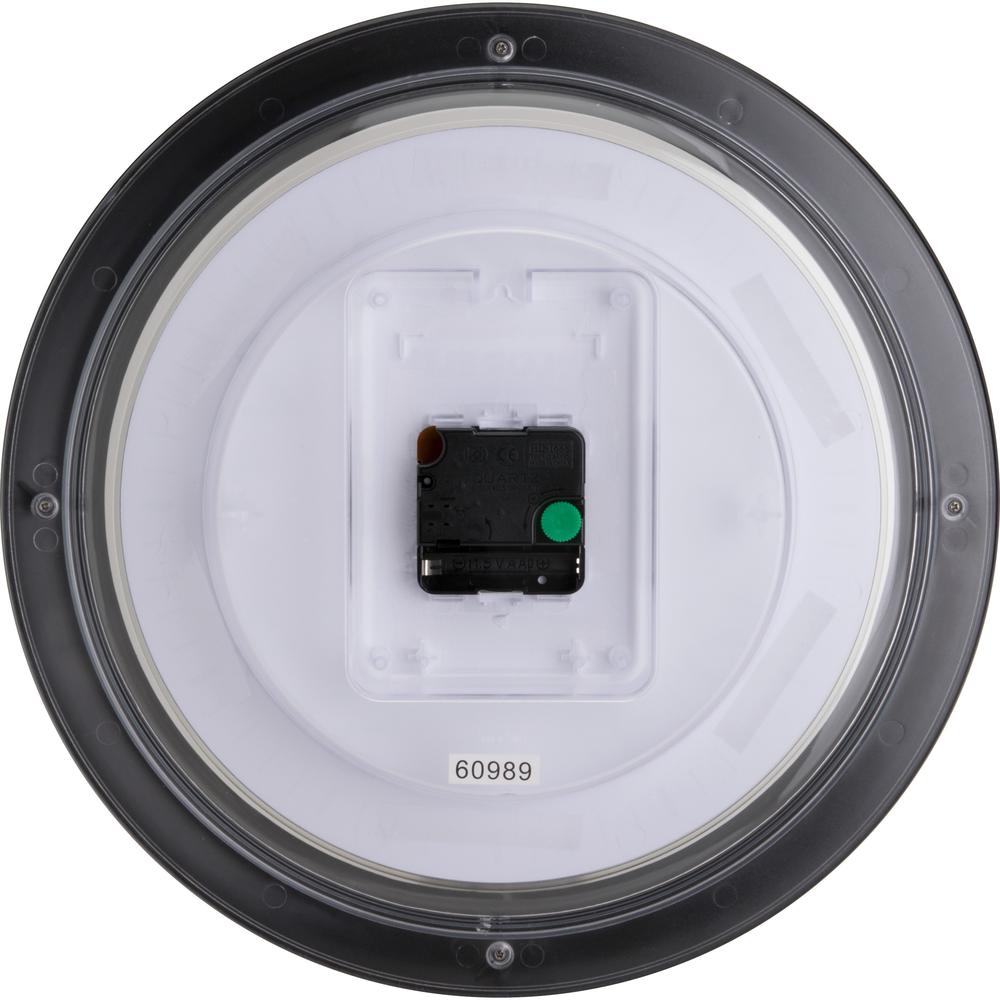 Lorell 13-1/4" Round Wall Clock - Analog - Quartz - White Main Dial - Black Case - Plastic. Picture 3