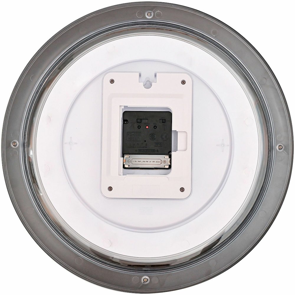 Lorell 13-1/4" Radio-Controlled Wall Clock - Analog - Quartz - White Main Dial - Black Case - Plastic. Picture 9