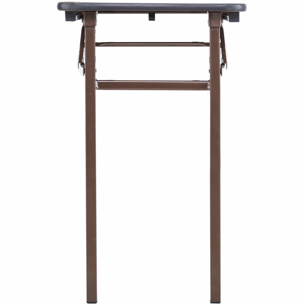 Lorell Economy Folding Table - Melamine Rectangle Top - 500 lb Capacity - 48" Table Top Length x 24" Table Top Width x 0.63" Table Top Thickness - 29" Height - Mahogany - 1 Each. Picture 8