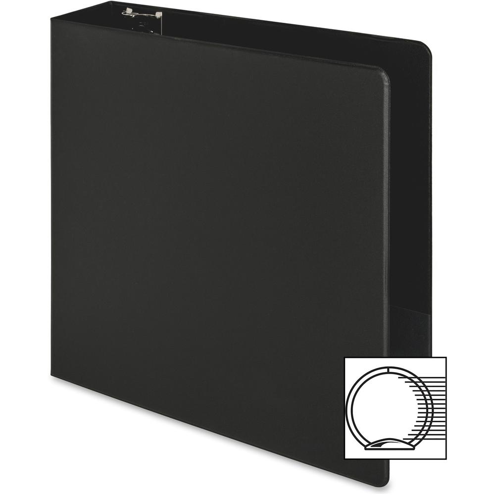 Business Source Basic Round-ring Binder - 3" Binder Capacity - Letter - 8 1/2" x 11" Sheet Size - 3 Ring - Fastener: Round Ring - Pocket: Inside Front & Back - Vinyl - Black - 1.20 lb - No - Exposed R. Picture 6