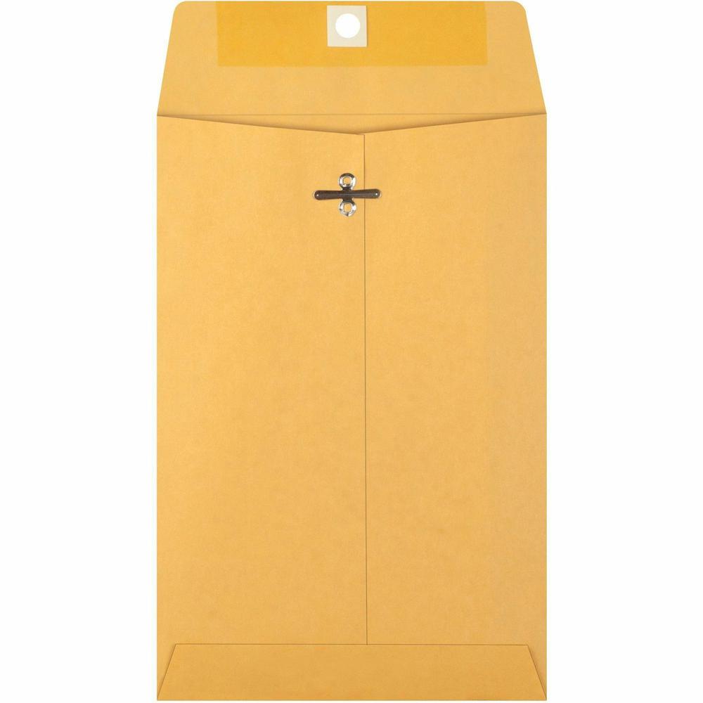 Business Source Heavy-duty Metal Clasp Envelopes - Clasp - #55 - 6" Width x 9" Length - 28 lb - Clasp - Kraft - Kraft - 100 / Box. Picture 4