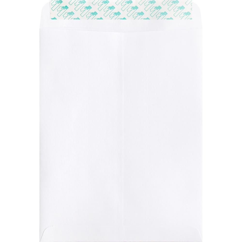 Business Source Self Sealing Catalog Envelope - Catalog - 9" Width x 12" Length - 28 lb - Peel & Seal - White - Wove - 100 / Box. Picture 3