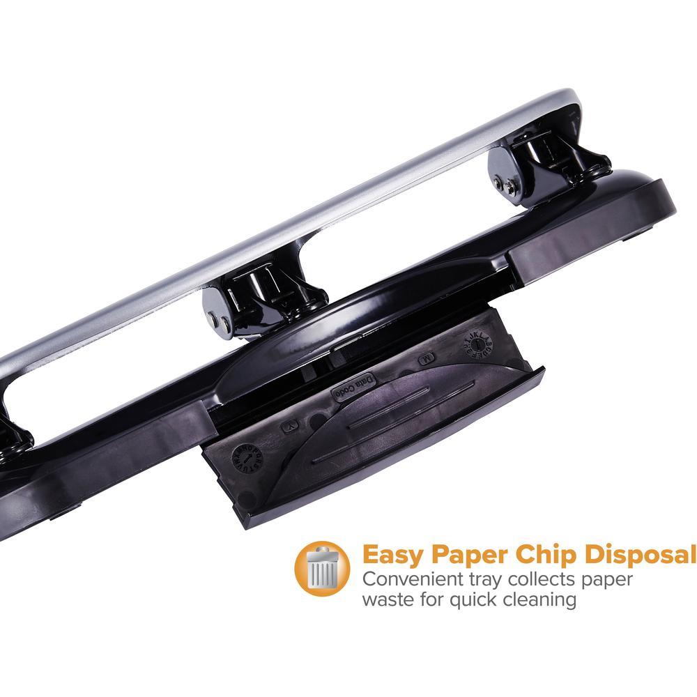 Bostitch EZ Squeeze&trade; 20 Three-Hole Punch - 3 Punch Head(s) - 20 Sheet - 9/32" Punch Size - 4.4" x 2" - Black, Silver. Picture 3