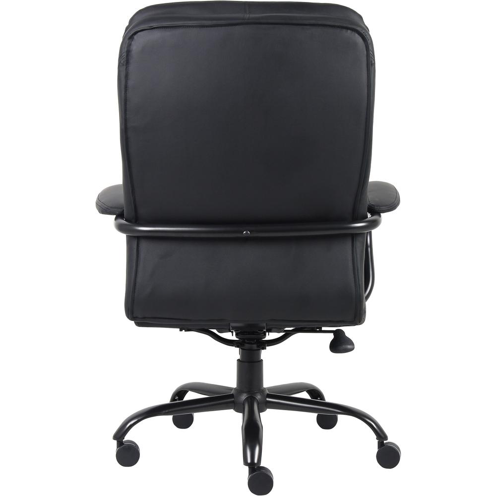 Lorell Big & Tall Double Cushion Executive High-Back Chair - Black Seat Color - Leather Seat Material - Black Back Color - Leather Back Material - 5-star Base - Black - 1 Each. Picture 6