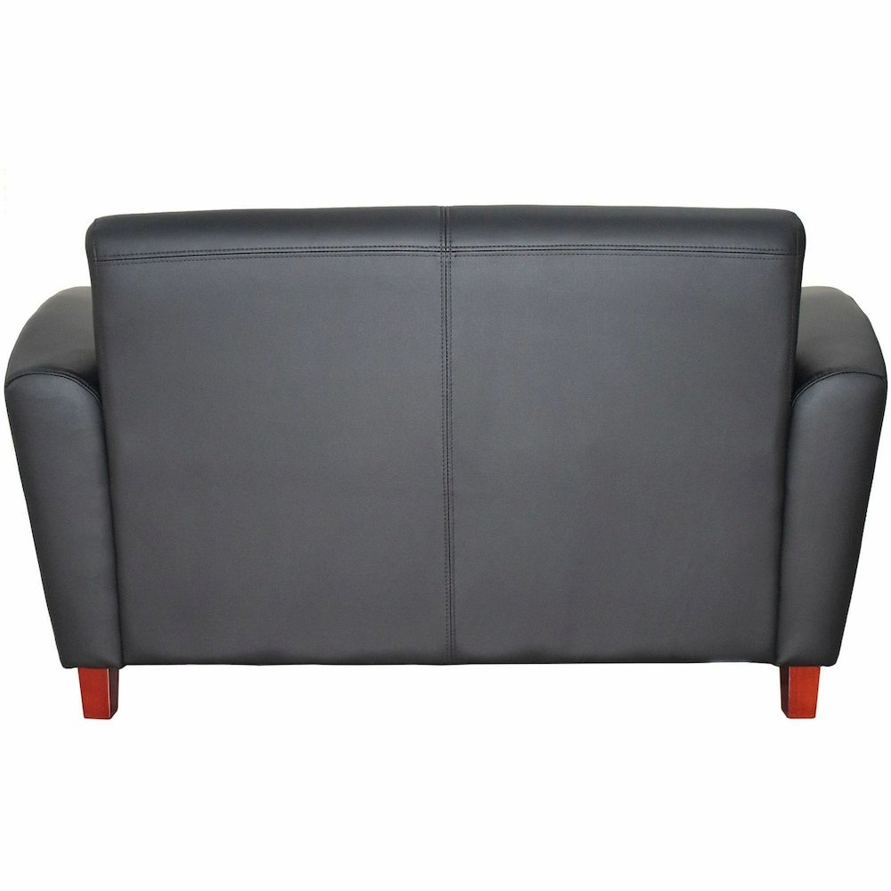Lorell Accession Reception Loveseat - 55" x 34.5" x 31.3" Overall Dimension - Leather Black Seat - Leather Black Back - 1 Each. Picture 12