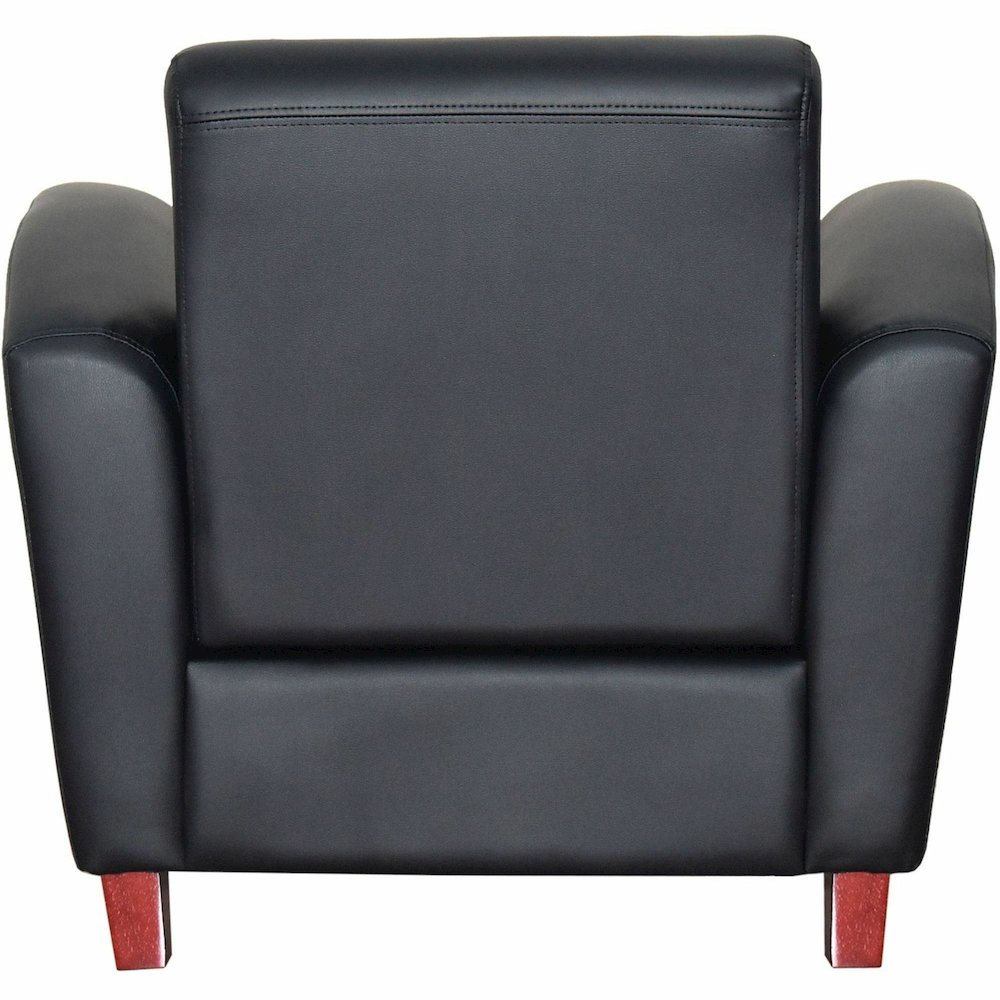Lorell Accession Club Chair - Black Seat Color - Leather Seat Material - Black Back Color - Leather Back Material - Four-legged Base - 1 Each. Picture 11