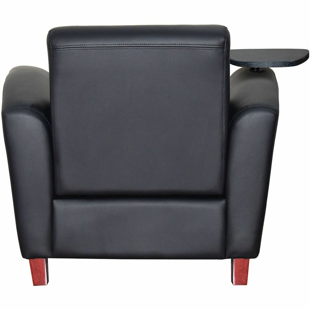 Lorell Accession Club Chair with Tablet Tray - Black Seat Color - Leather Seat Material - Four-legged Base - 1 Each. Picture 11