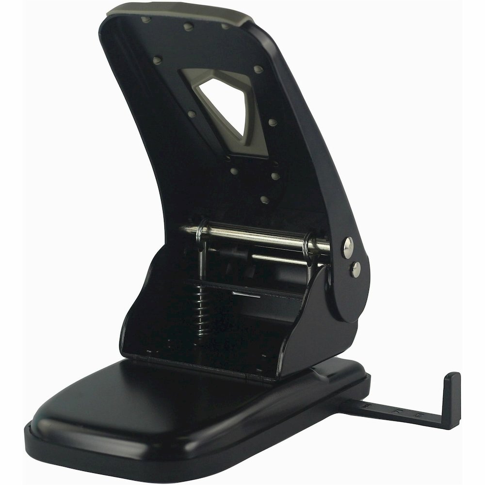 Business Source Two-hole Metal Punch - 2 Punch Head(s) - 65 Sheet of 20lb Paper - 1/4" Punch Size - Metal - Black, Gray. Picture 10