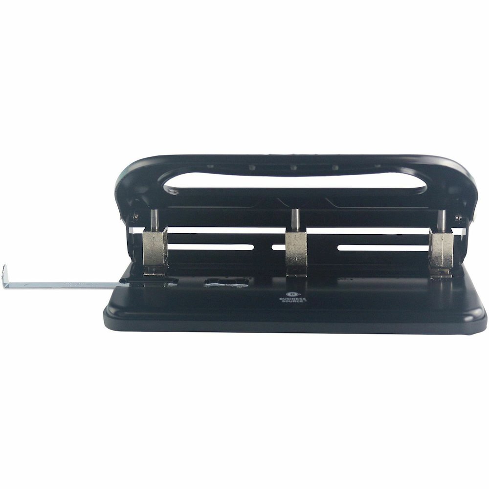 Business Source Three-hole Heavy-duty Punch - 3 Punch Head(s) - 40 Sheet of 20lb Paper - 9/32" Punch Size - Black. Picture 8