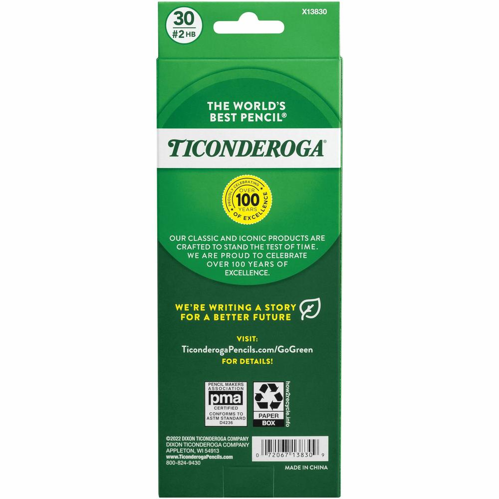 Ticonderoga Pre-Sharpened No. 2 Pencils - #2 Lead - Yellow Barrel - 30 / Box. Picture 3