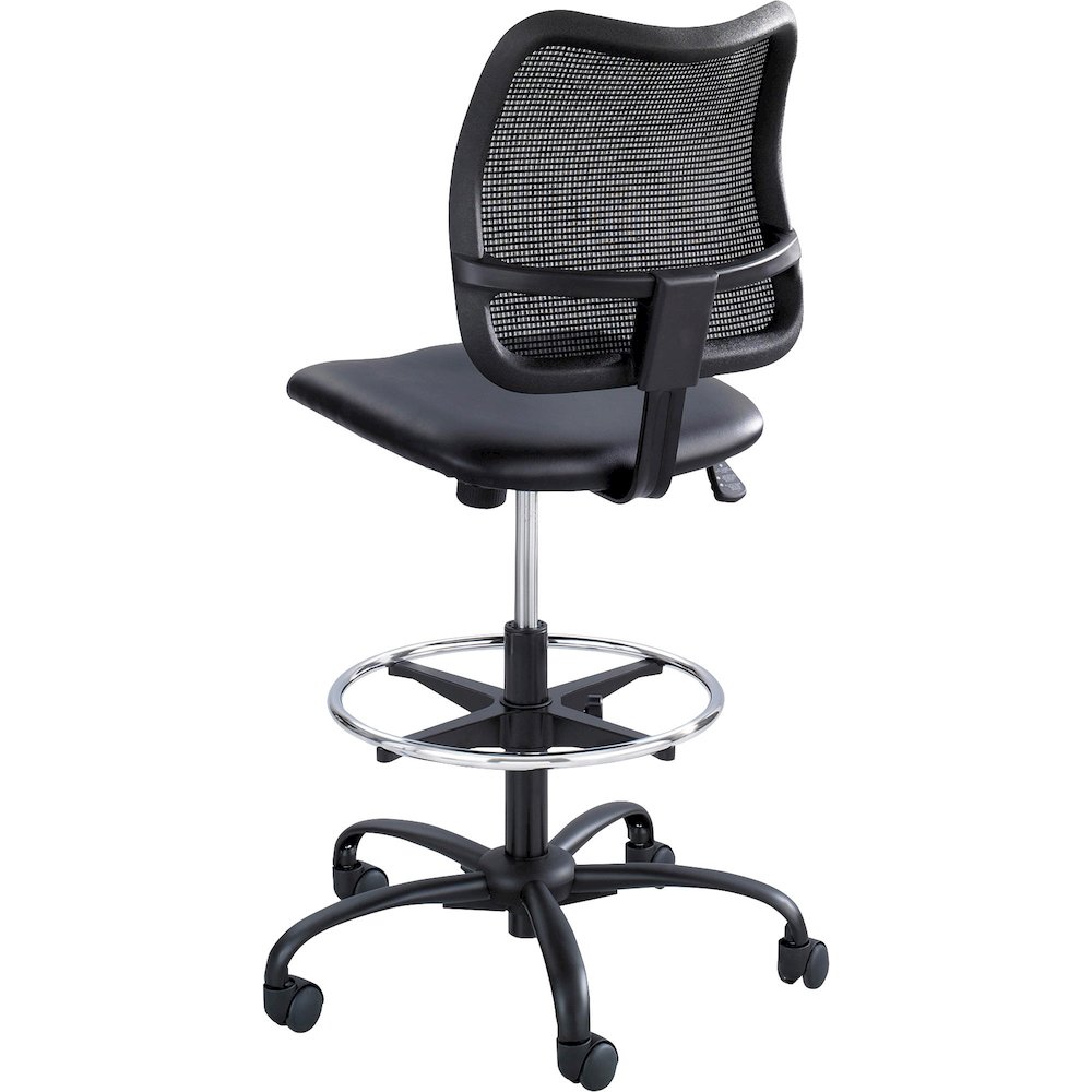 Safco Vue Extended-Height Vinyl Chair - Black Vinyl, Nylon, Polyester Seat - Black Back - 5-star Base - 1 Each. Picture 2