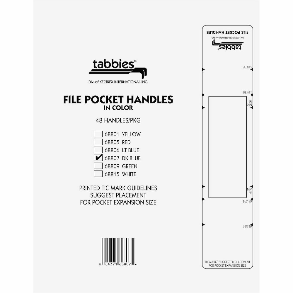 Tabbies File Pocket Handles - 2" Width x 9 5/8" Length - Dark Blue - Tyvek - 5 / Box. Picture 9