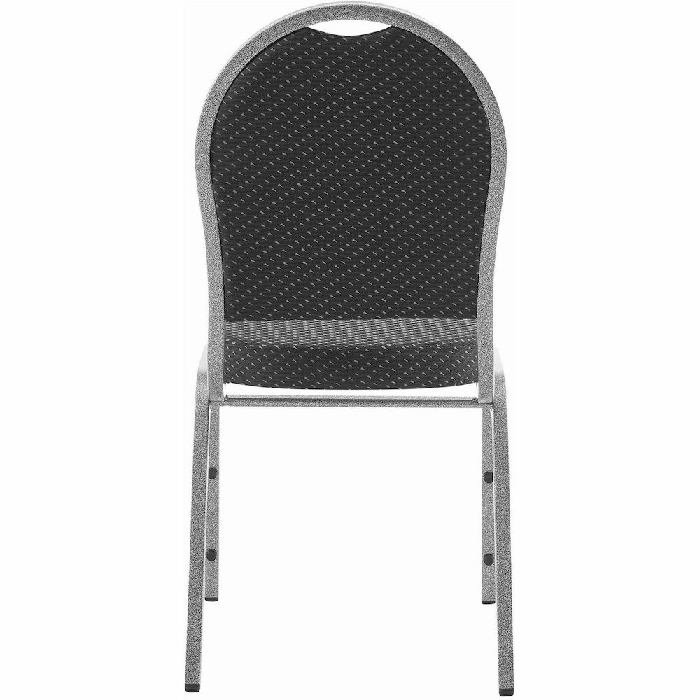 Lorell Round High-Back Upholstered Stack Chairs - Gray Seat Color - Fabric Seat Material - Gray Back Color - Fabric Back Material - Steel Frame Material - Four-legged Base - 4 / Carton. Picture 8