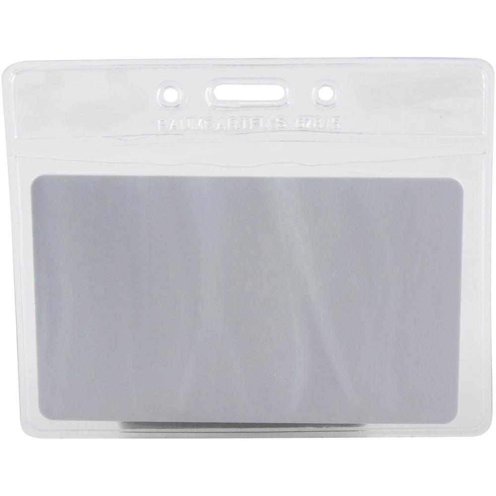 SICURIX Vinyl Punched ID Badge Holders - Horizontal - Horizontal - 2.5" x 3.5" x - Vinyl - 50 / Pack - Clear. Picture 3