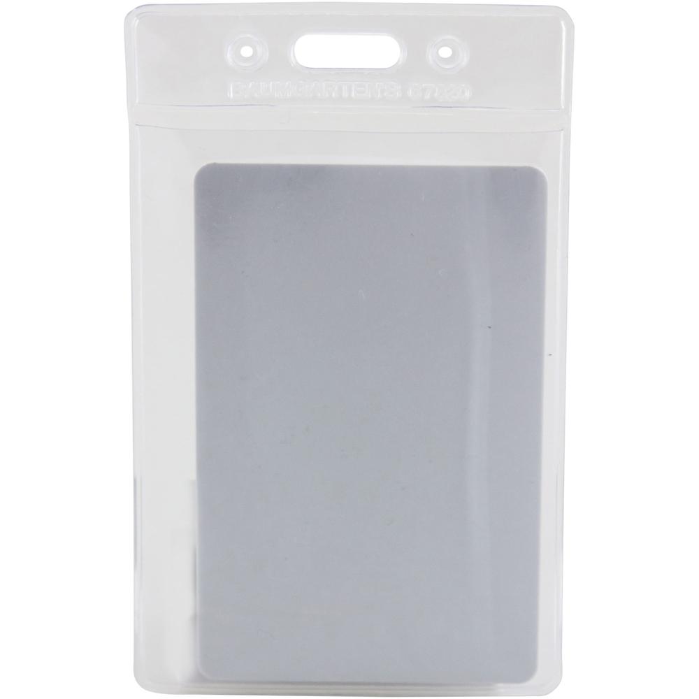 SICURIX Vinyl Punched ID Badge Holders - Vertical - Vertical - 3.5" x 2.5" x - Vinyl - 50 / Pack - Clear. Picture 7