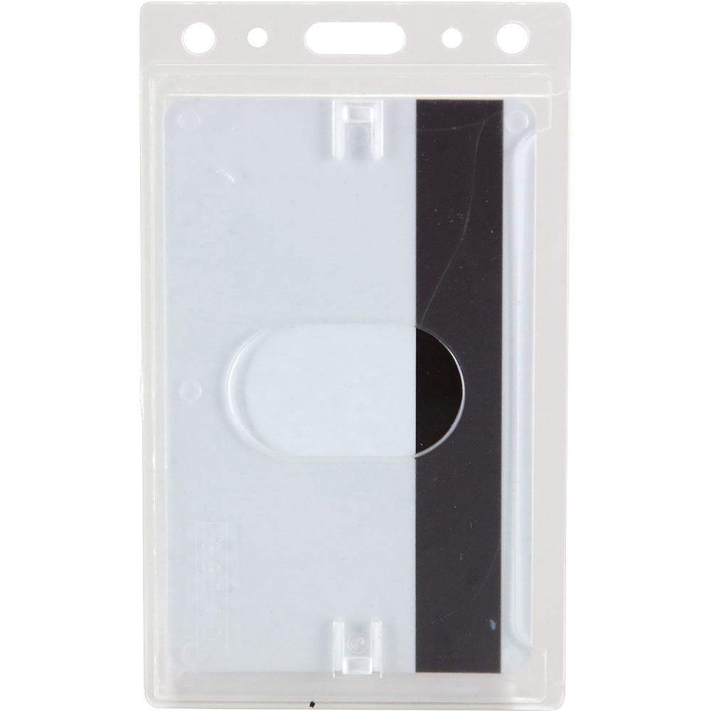 SICURIX Rigid PC ID Badge Dispensers with Thumb Slot - Vertical - Support 2.50" x 3.50" Media - Vertical - Polycarbonate - 25 / Pack - Clear. Picture 2