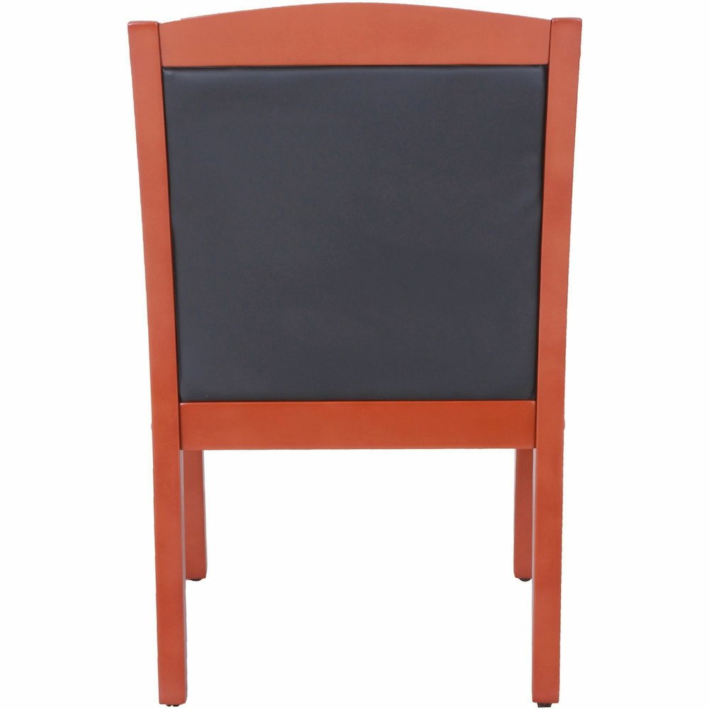 Lorell Sloping Arms Wood Frame Guest Chair - Black Seat Color - Bonded Leather Seat Material - Black Back Color - Bonded Leather Back Material - Cherry Frame Color - Wood Frame Material - Four-legged . Picture 9