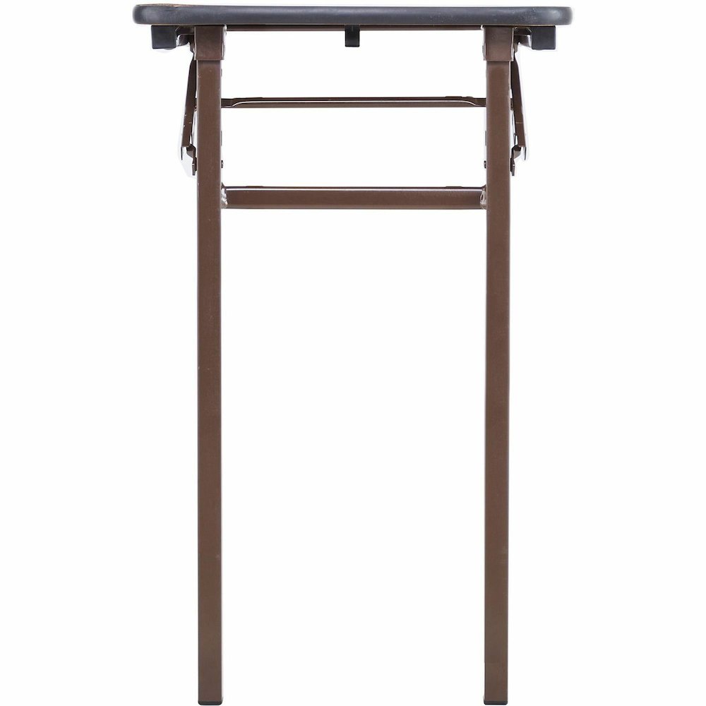 Lorell Economy Folding Banquet Table - Mahogany Rectangle Top - 60" Table Top Width x 18" Table Top Depth x 0.62" Table Top Thickness - 29" Height - Presentation, Food - Melamine Top Material - Steel . Picture 12