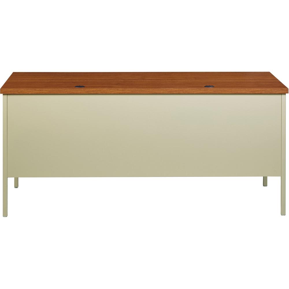 Lorell Fortress Series Left-Pedestal Desk - Rectangle Top - 66" Table Top Width x 30" Table Top Depth x 1.12" Table Top Thickness - 29.50" Height - Office, File - Assembly Required - Oak, Oak Laminate. Picture 6