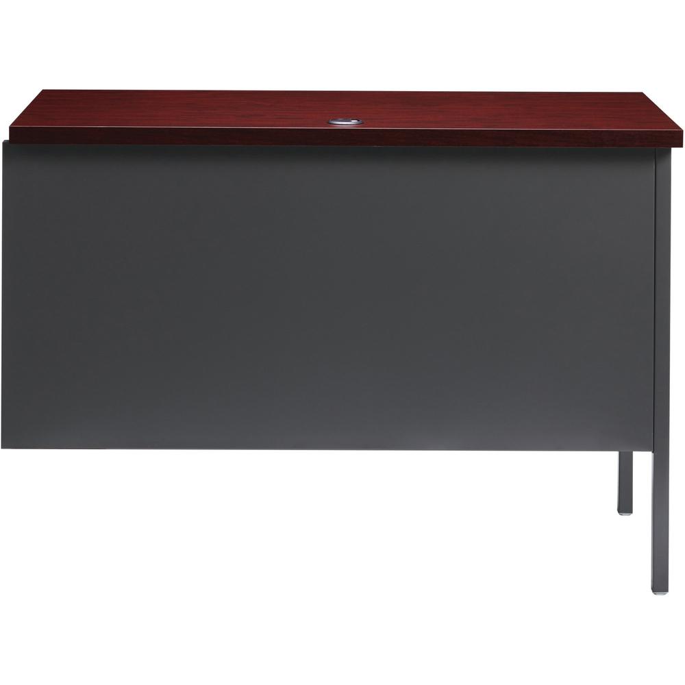 Lorell Fortress Series Left-Pedestal Return - Rectangle Top - 42" Table Top Width x 24" Table Top Depth x 1.12" Table Top Thickness - 29.50" HeightAssembly Required - Laminated, Mahogany - Steel - 1 E. Picture 6