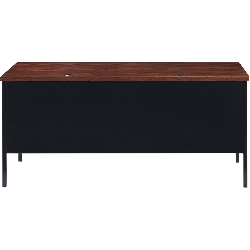 Lorell Fortress Series 66" Right-Pedestal Desk - Laminated Rectangle, Walnut Top - 30" Table Top Length x 66" Table Top Width x 1.13" Table Top Thickness - 29.50" Height x 66" Width x 30" Depth - Busi. Picture 7