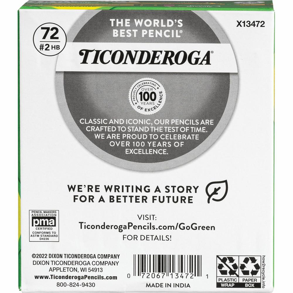 Ticonderoga Golf Pre-Sharpened No. 2 Pencils with Erasers - #2 Lead - Yellow Barrel - 72 / Box. Picture 3