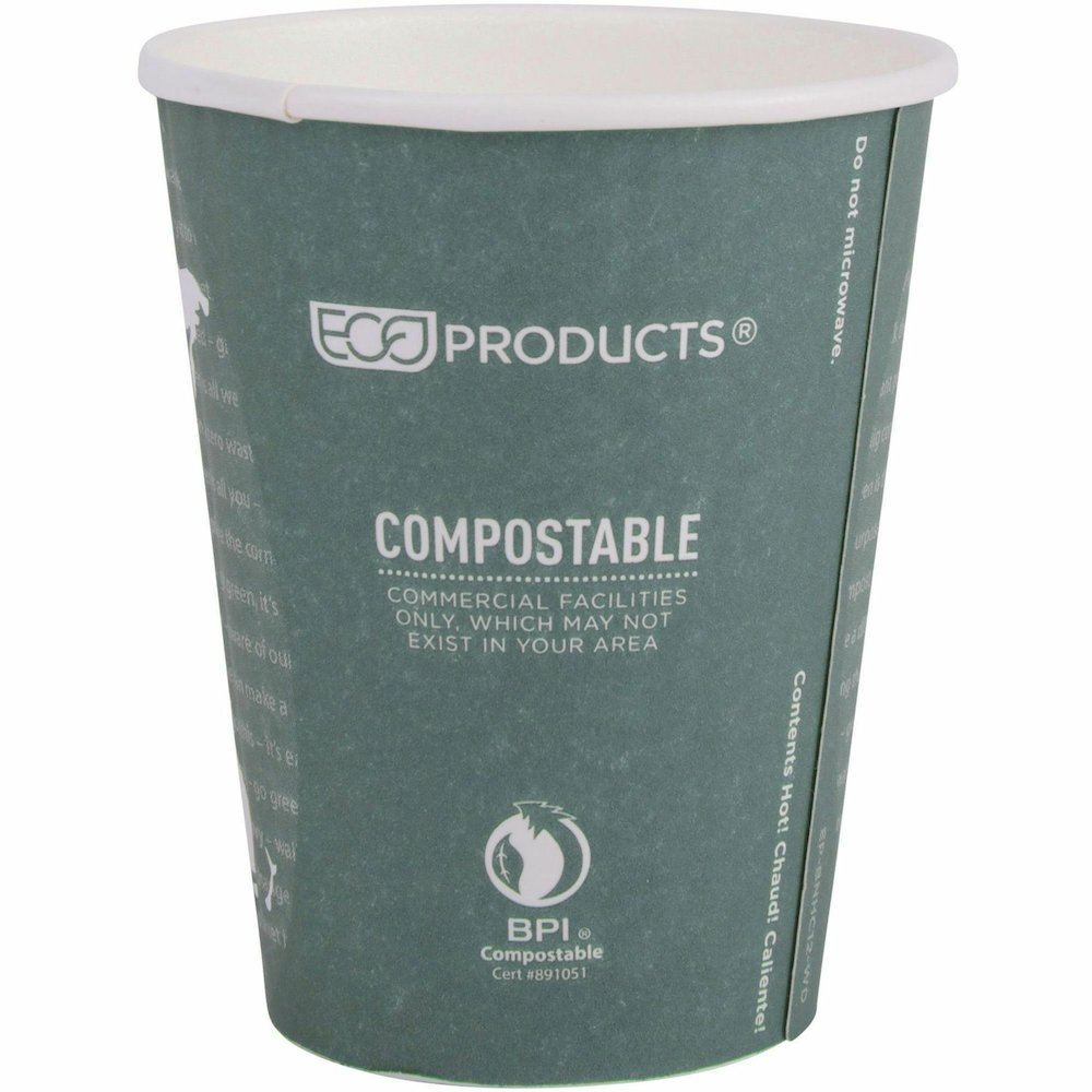 Eco-Products 12 oz World Art Insulated Hot Beverage Cups - 12 fl oz - Green - Hot Drink - No - 600 / Carton. Picture 15