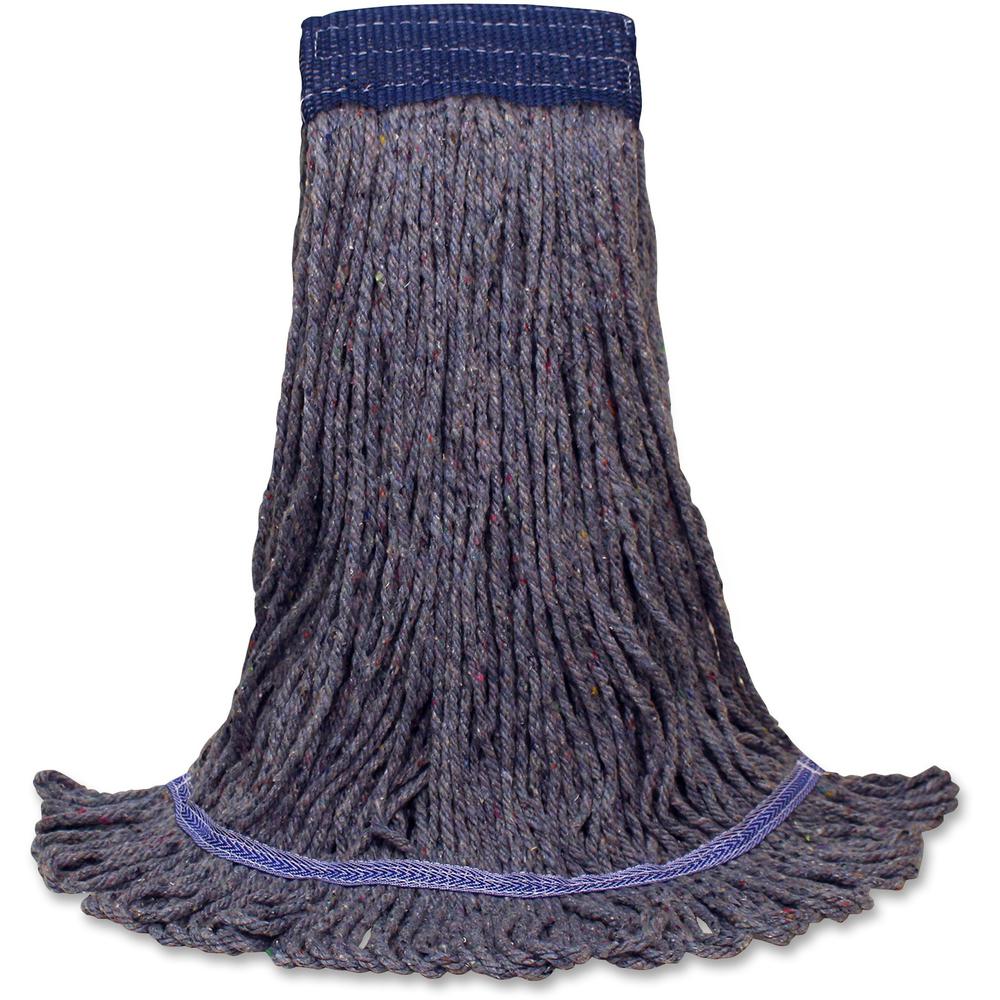 Genuine Joe 5" Headband Earth Mop Refill - Large - Polyester Fiber - Blue - 1Each. Picture 2
