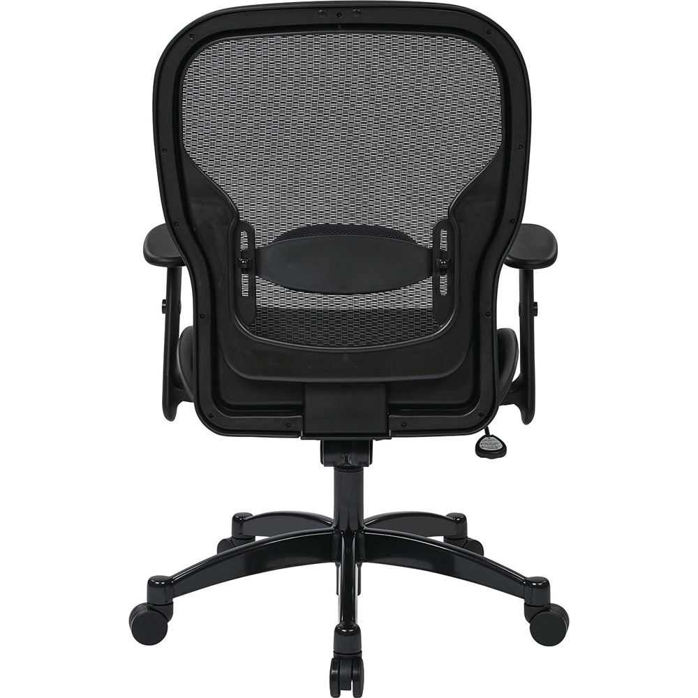 Office Star Professional Managers Chair - Leather Seat - 5-star Base - Black - 20" Seat Width x 19.50" Seat Depth - 27.3" Width x 25.8" Depth x 46.3" Height. Picture 2