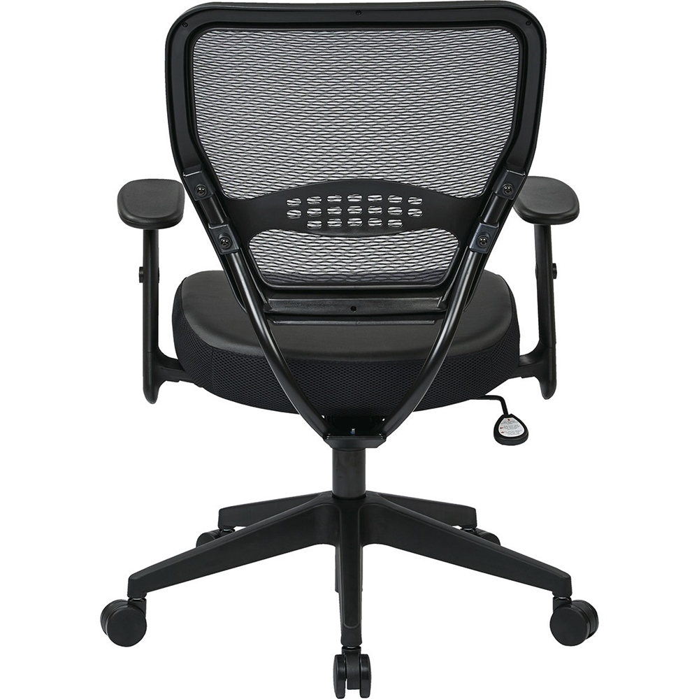 Office Star Professional Dark Air Grid Back Managers Chair - Leather Seat - 5-star Base - Black - 1 Each. Picture 3