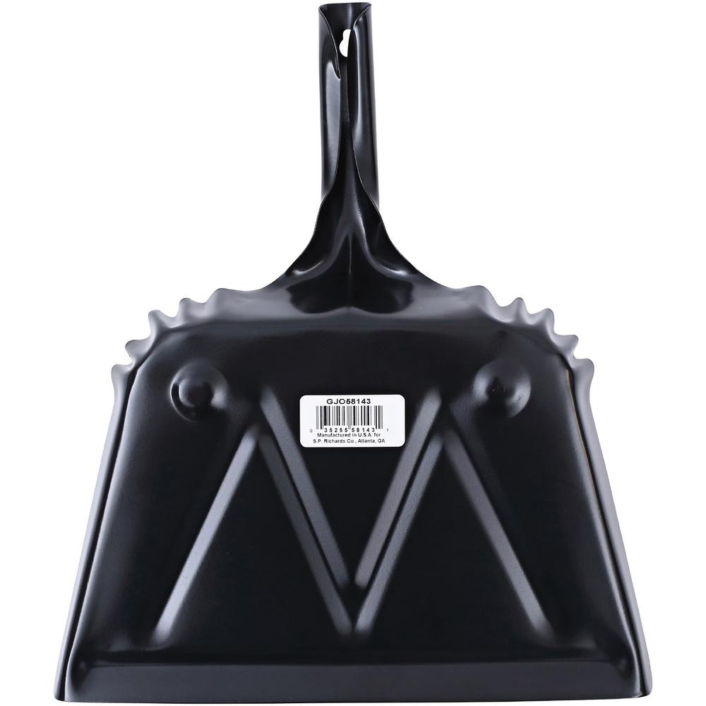 Genuine Joe Heavy-Duty Metal Dustpan - 12" Wide - Steel - Black - 1 Each. Picture 3