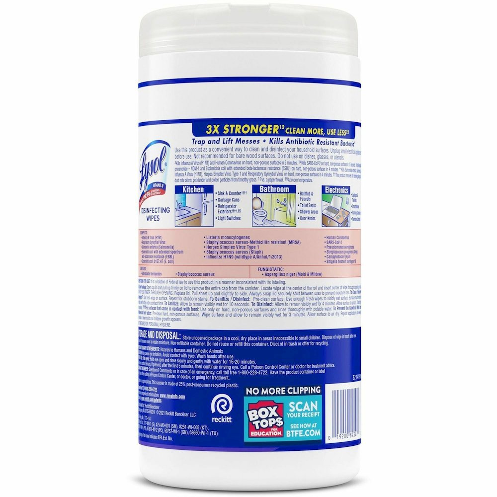 Lysol Early Morning Breeze Disinfecting Wipes - For Multipurpose, Multi Surface - Wipe - Early Morning Breeze Scent - Recommended For: Virus Remover, Bacteria Remover - Disinfectant, Pre-moistened, An. Picture 11