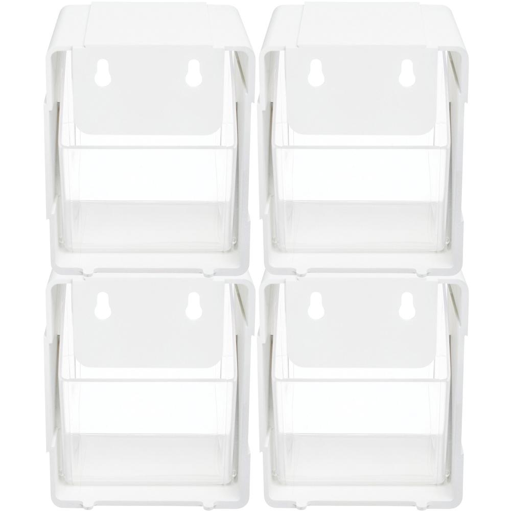 Deflecto Tilt Bin Interlocking Storage Organizer - 5.50" Height x 5.25" Width x 4.75" Depth - Desktop - Interlockable, Stackable - White - 4 / Box. Picture 10