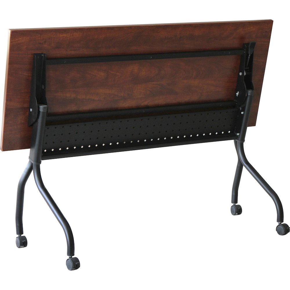 Lorell Flip Top Training Table - Rectangle Top - Four Leg Base - 4 Legs - 60" Table Top Width x 23.60" Table Top Depth - 29.50" Height x 59" Width x 23.63" Depth - Assembly Required - Cherry - Melamin. Picture 11