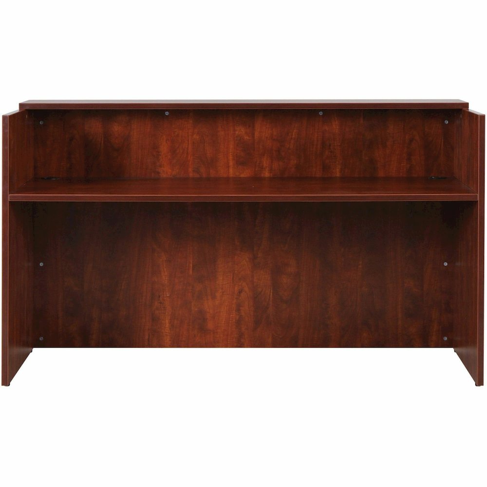 Lorell Essentials Series Front Reception Desk - Rectangle - 1" Thickness Top, 42.5" Height x 35.4" Width x 70.9" Depth Desk - Finish: Cherry Laminate - Durable - For Office - 1 Each. Picture 7