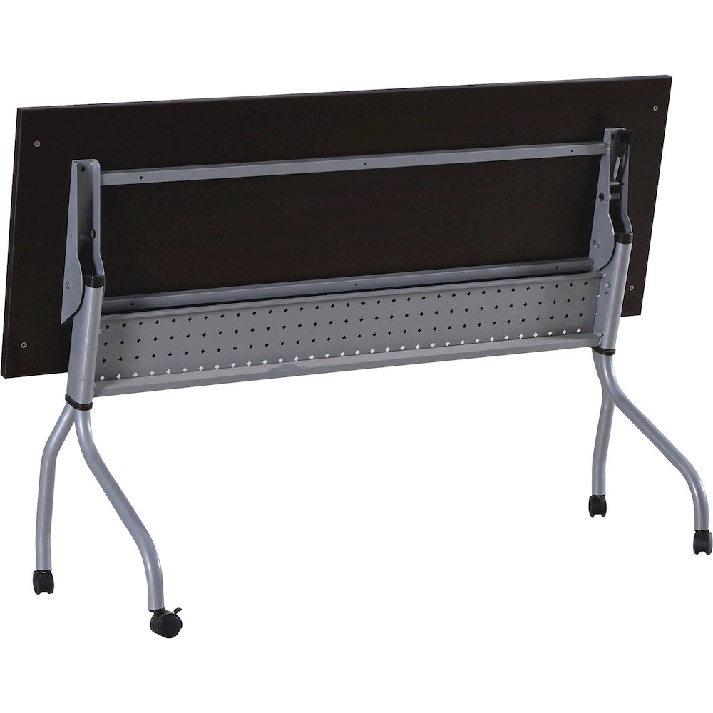 Lorell Flip Top Training Table - Rectangle Top - Four Leg Base - 4 Legs - 72" Table Top Width x 23.50" Table Top Depth - 29.50" Height x 70.88" Width x 23.63" Depth - Assembly Required - Espresso, Sil. Picture 8
