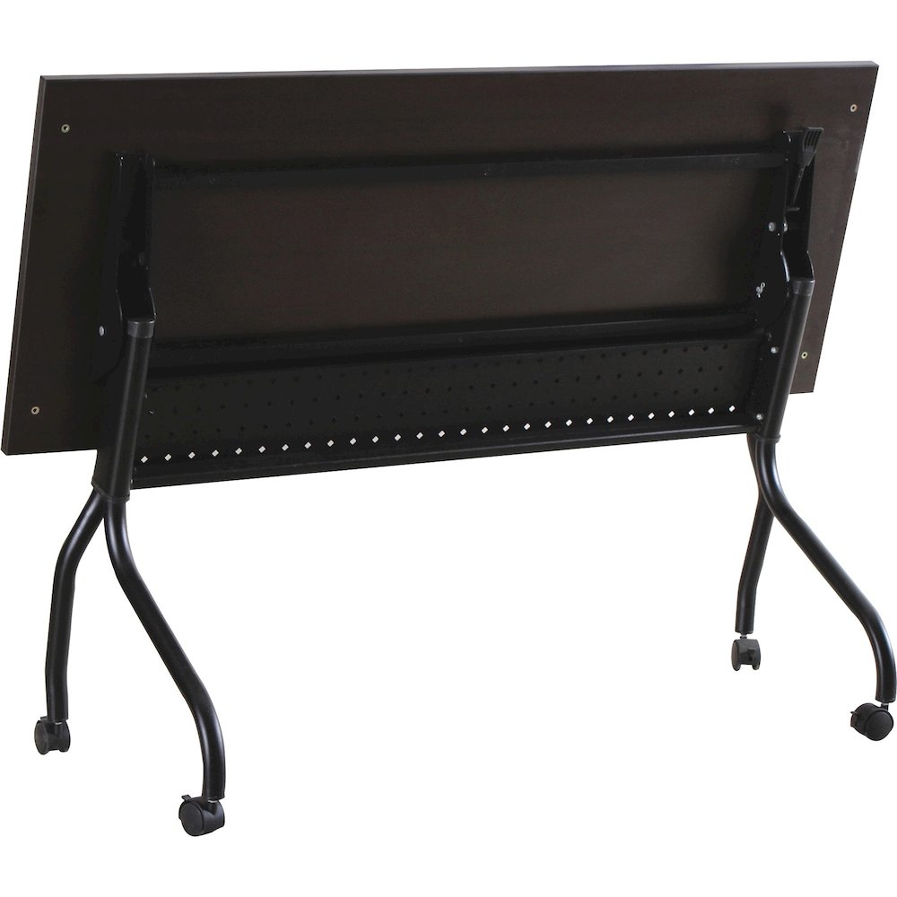 Lorell Flip Top Training Table - Rectangle Top - Four Leg Base - 4 Legs - 60" Table Top Width x 23.50" Table Top Depth - 29.50" Height x 59" Width x 23.63" Depth - Assembly Required - Espresso, Black . Picture 8