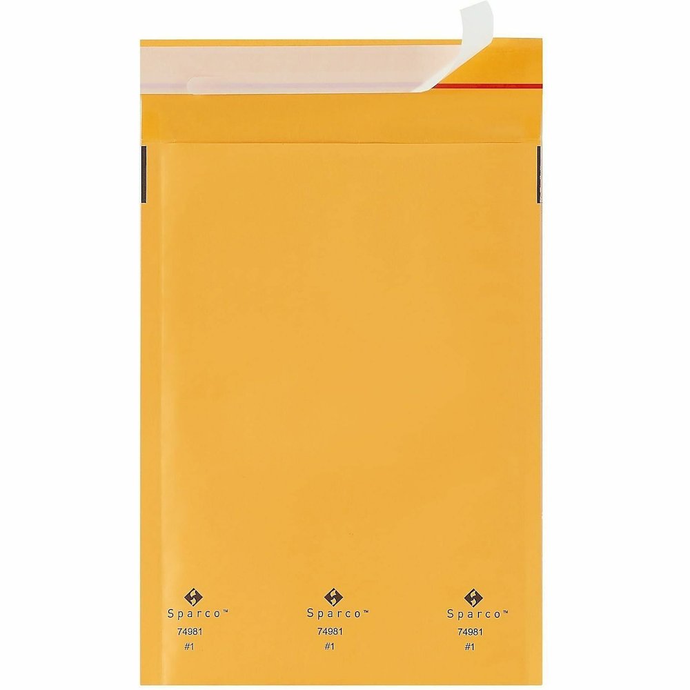 Sparco Size 1 Bubble Cushioned Mailers - Bubble - #1 - 7 1/2" Width x 12" Length - Self-sealing - Kraft - Kraft - 100 / Carton. Picture 7