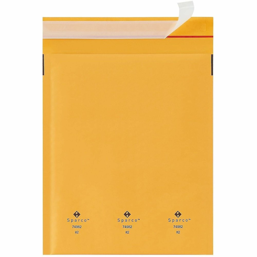 Sparco Size 2 Bubble Cushioned Mailers - Bubble - #2 - 8 1/2" Width x 12" Length - Self-sealing - Kraft - Kraft - 100 / Carton. Picture 7