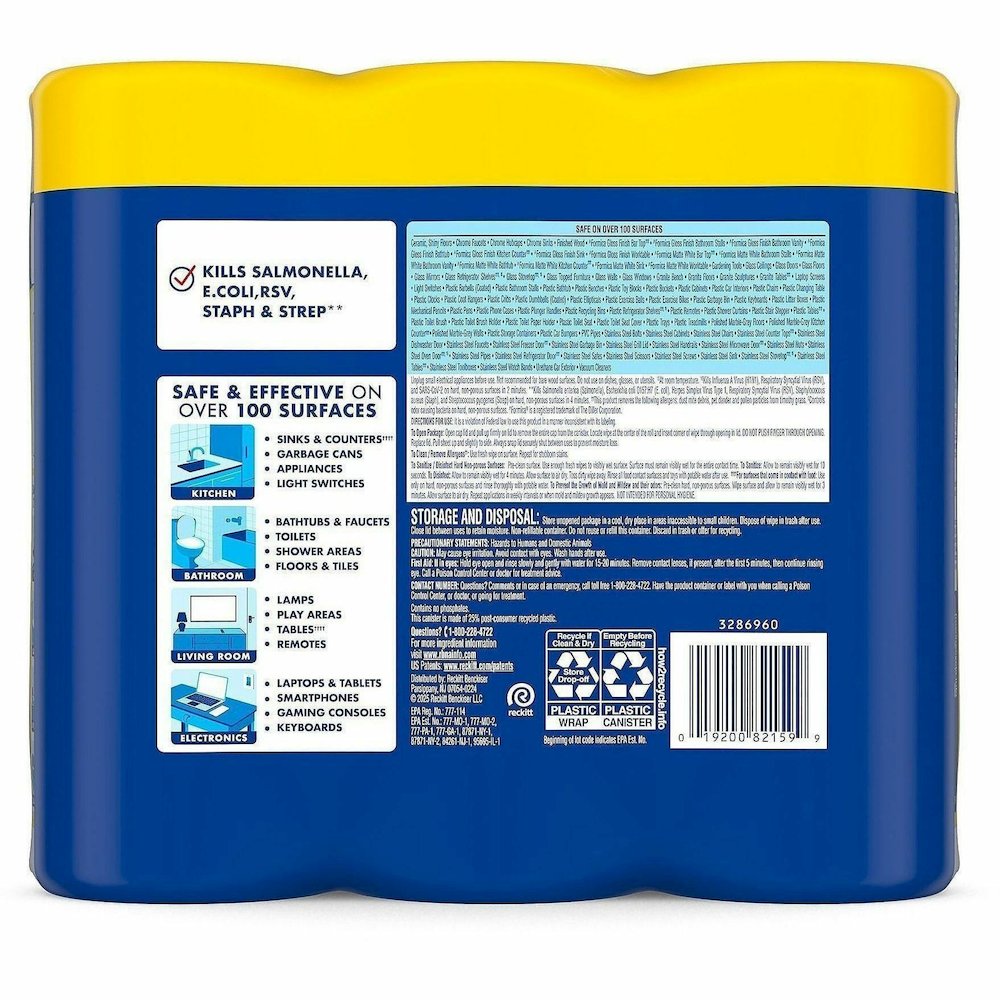 Lysol Disinfecting Wipes - For Multi Surface - Wipe - Lemon Scent - Recommended For: Bacteria Remover, Virus Remover, Allergen Remover, Pet Dander Remover, Dust Mite Remover, Pollen Remover - Disinfec. Picture 8
