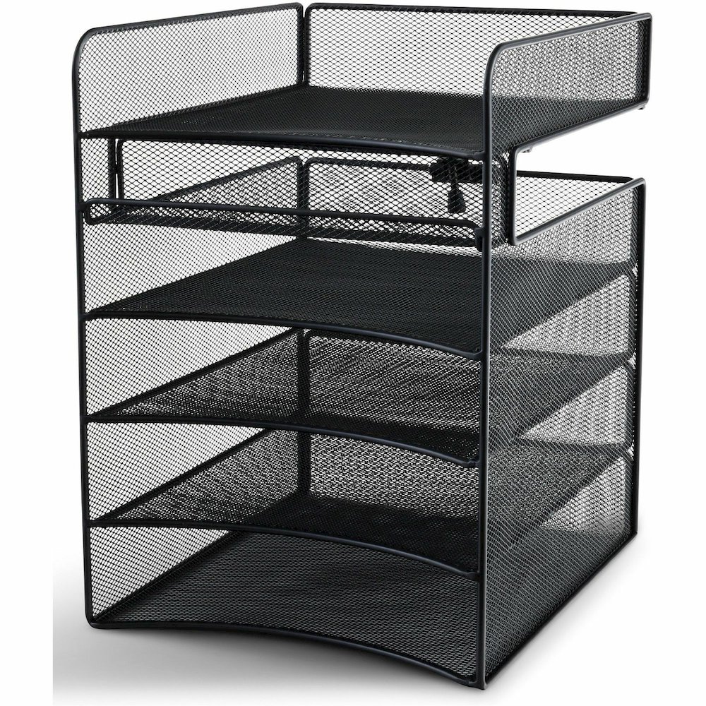Safco Onyx Horizontal Hanging Desktop Storage - 5 Compartment(s) - 14.38" Height x 10.25" Width x 12.38" Depth - Durable, Lightweight, Scratch Resistant - Powder Coated - Black - Steel - 1 Each. Picture 14