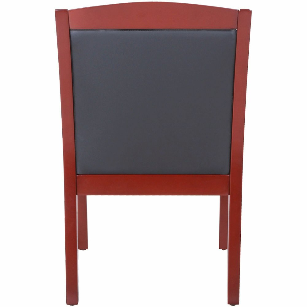 Lorell Sloping Arms Wood Frame Guest Chair - Black Seat Color - Bonded Leather Seat Material - Black Back Color - Bonded Leather Back Material - Mahogany Frame Color - Solid Wood, Rubberwood Frame Mat. Picture 9