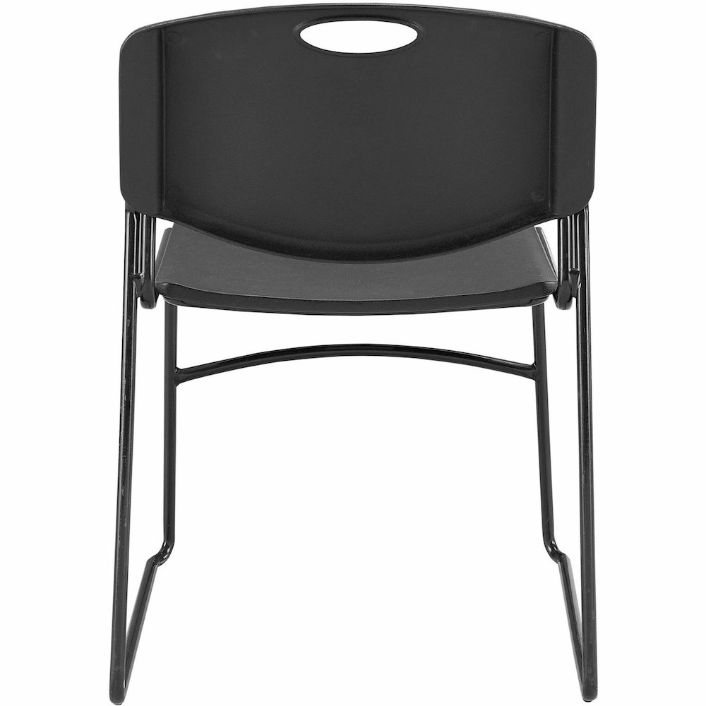 Lorell Heavy-duty Standard-height Stack Chairs - Plastic Seat Material - Plastic Back Material - Steel Frame Material - Black - 4 / Carton. Picture 9