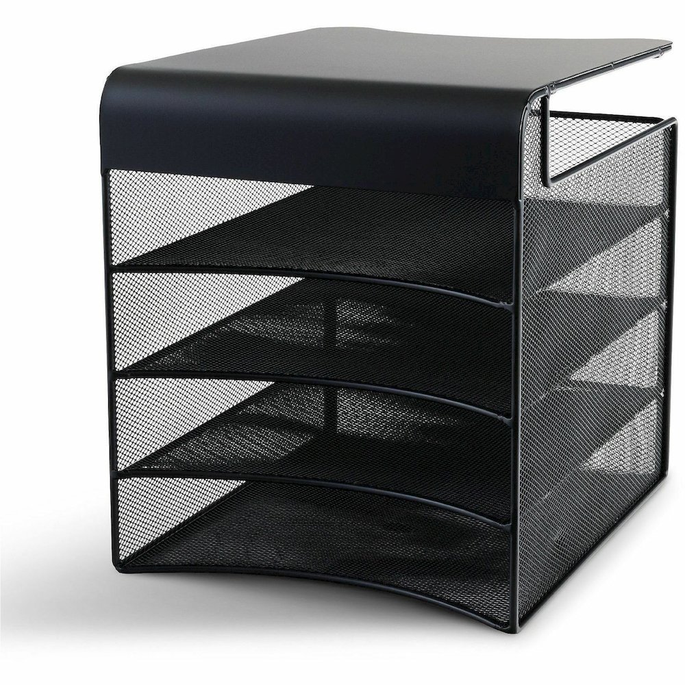 Safco Onyx Solid Top Horizontal Hanging Storage - 12" Height x 10.25" Width x 12.38" Depth - Scratch Resistant - Powder Coated - Black - Steel - 1 Each. Picture 11