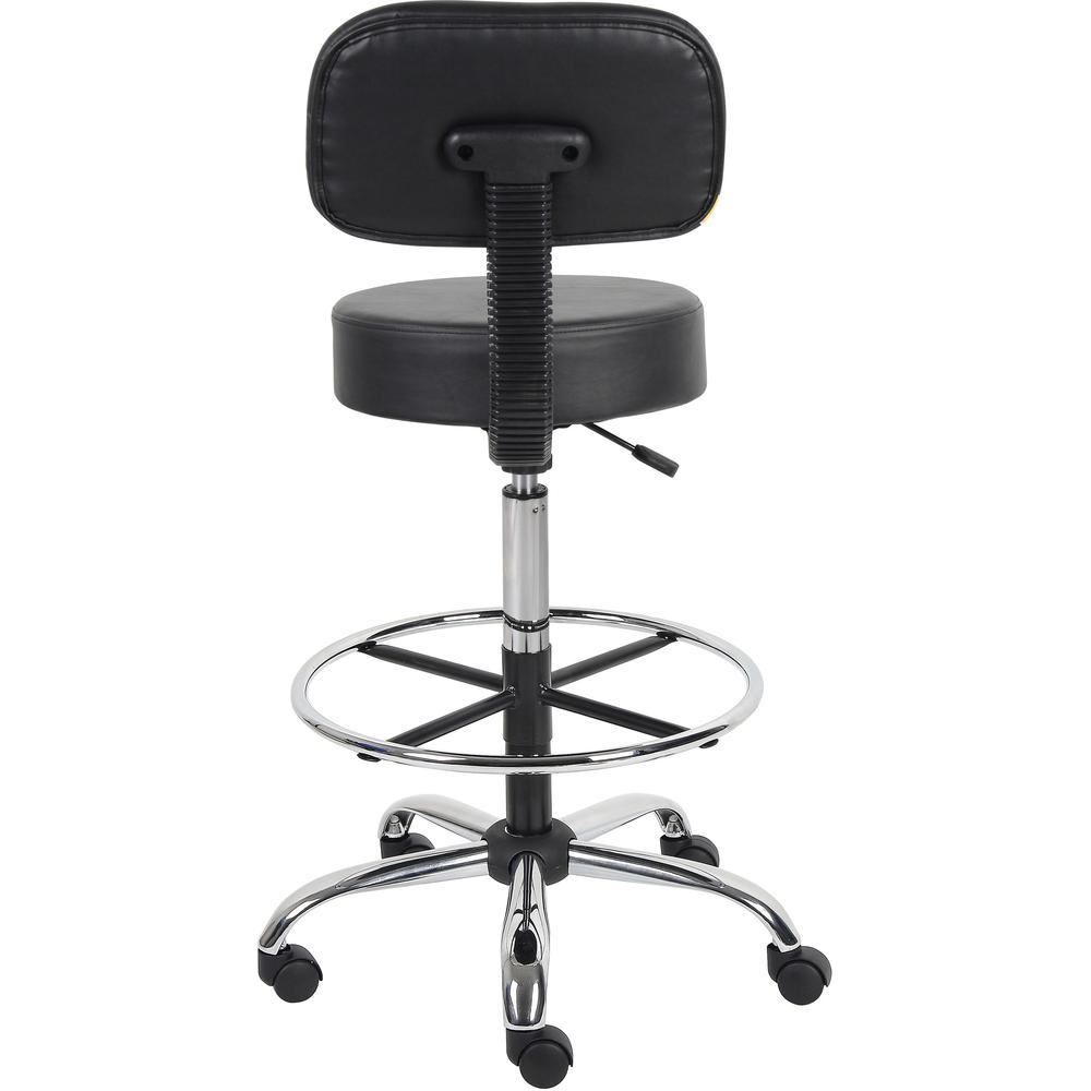 Boss Drafting Stool - Black Seat Color - Vinyl Seat Material - Black Back Color - Chrome, Black Frame Color - Chrome Frame Material - 5-star Base - 1 Each. Picture 7