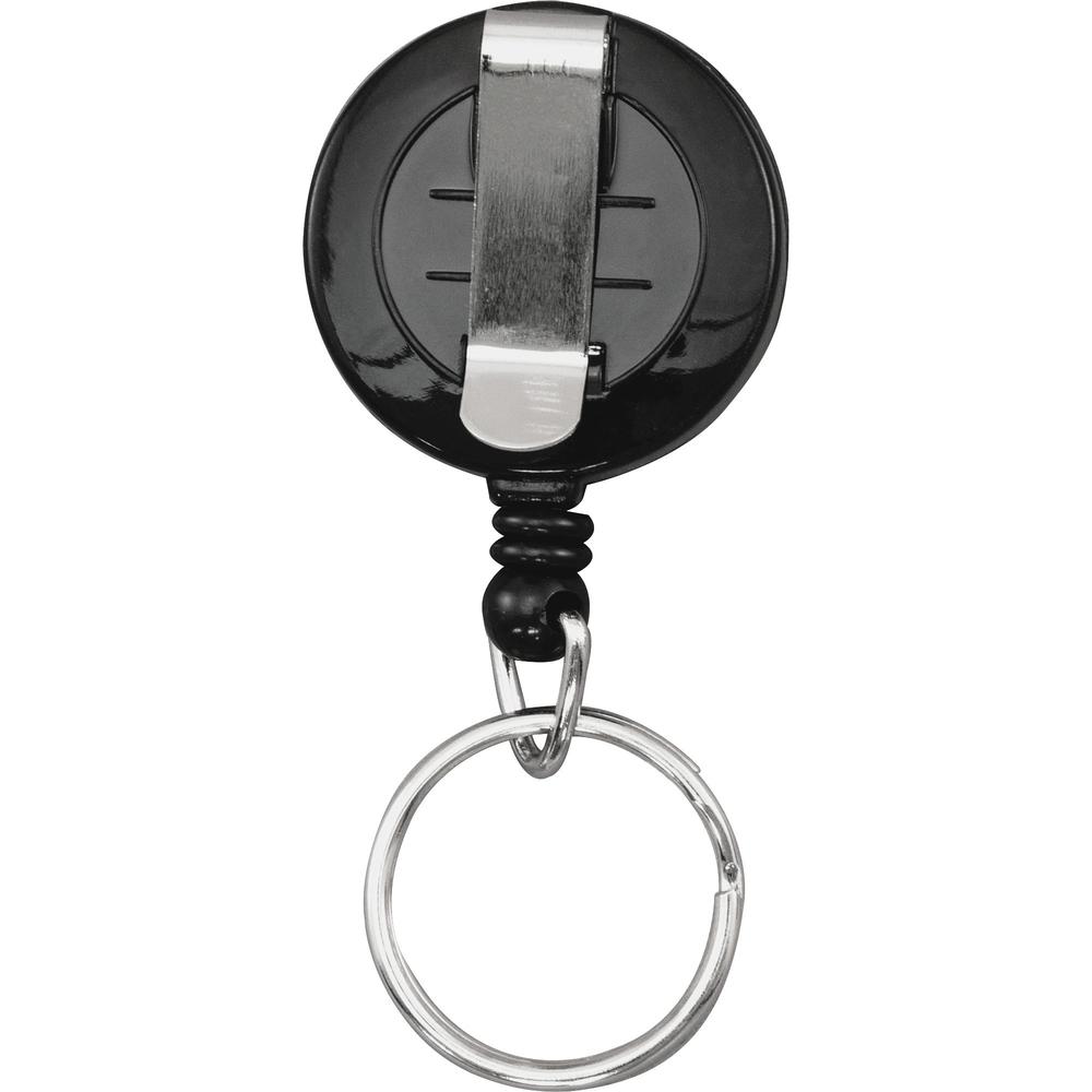Advantus Clip-on Ring Retractable ID Reel - Black - Sturdy - 12 / Box. Picture 4